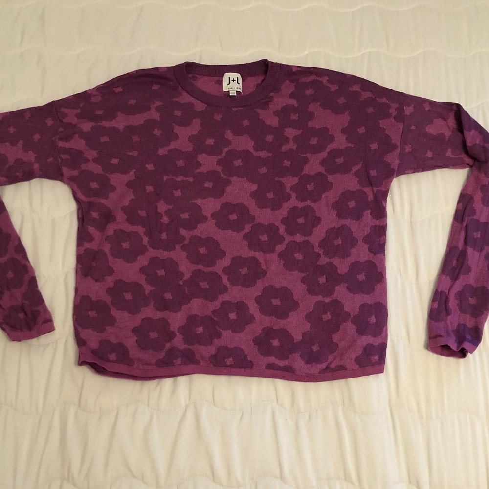 Pink and purple flowered sweater